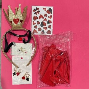 Gold Crown and Red Accessories Set